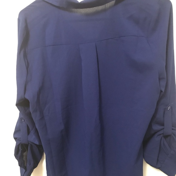 Dark blue silk blouse - Picture 4 of 5